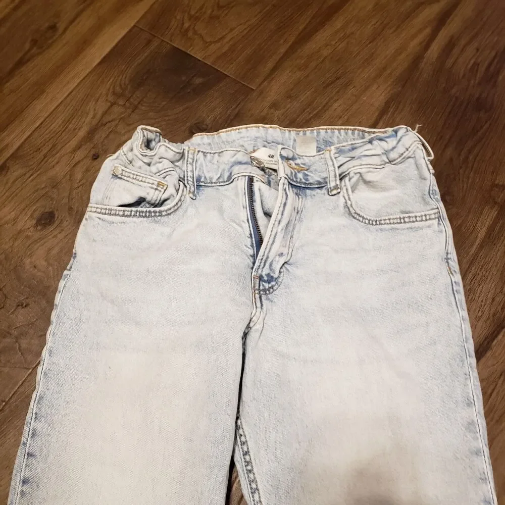 H&M Stoned Wash Boys  Blue Jeans Sz 14 Adjustable Waist